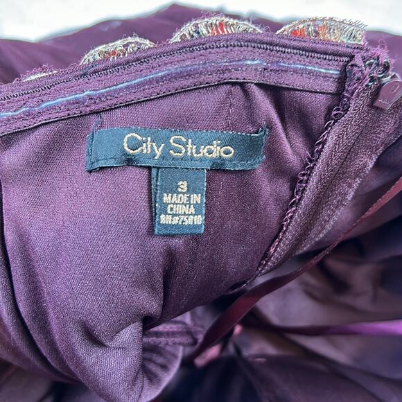 City studio baroque gold & rhinestone tulle corset cocktail party dress, size 3 - Picture 9 of 11